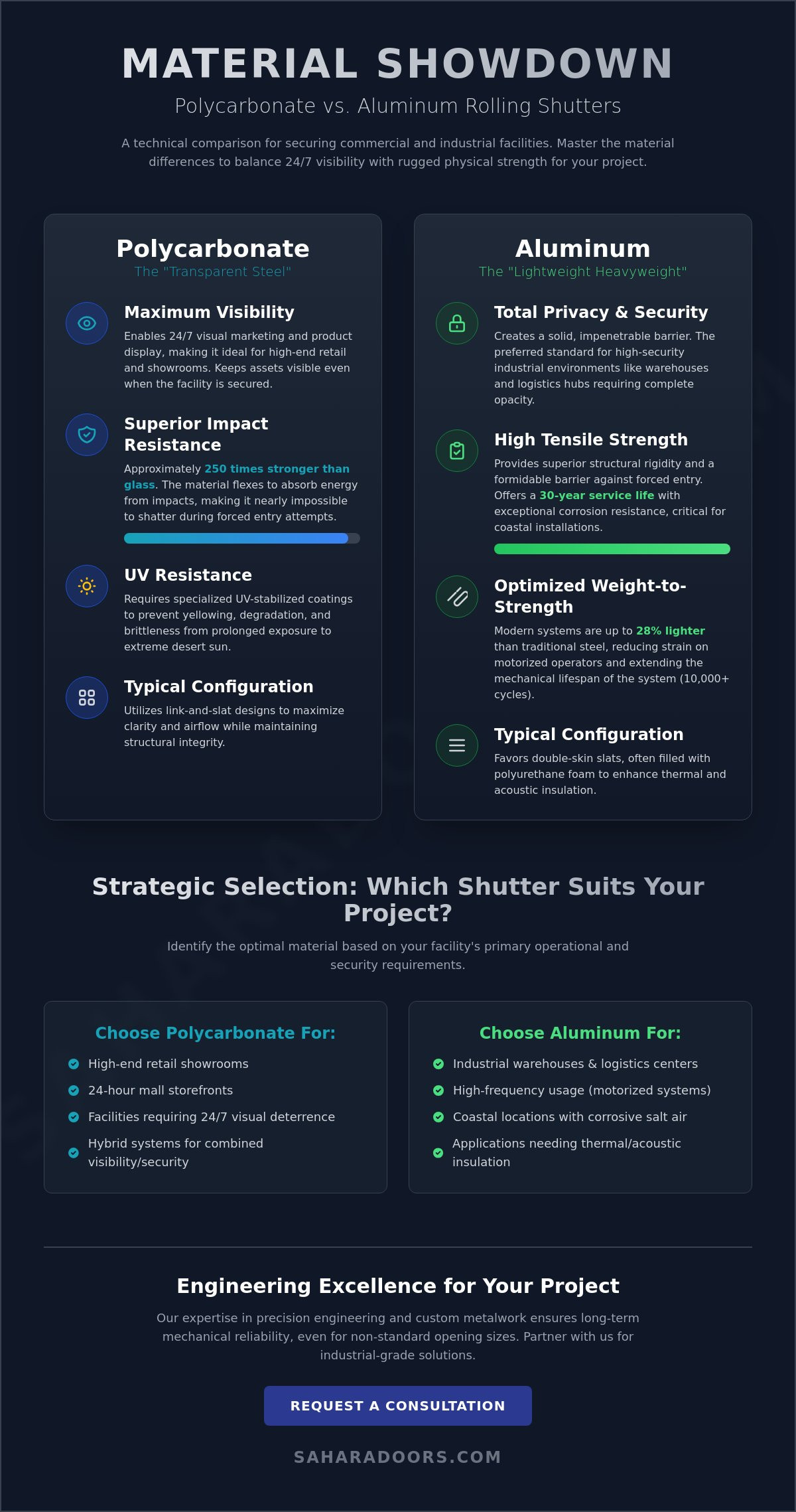 Polycarbonate vs Aluminum Rolling Shutters: The 2026 Industrial Selection Guide
